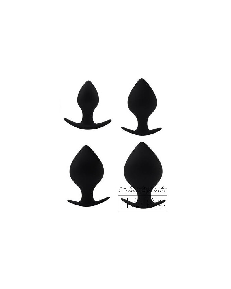 Lot de 4 Plugs Silicone Spade Noirs