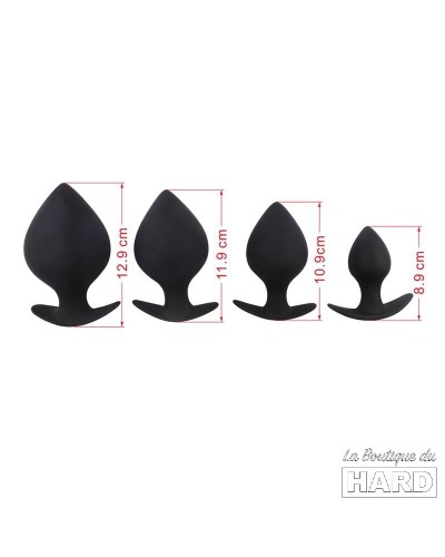 Lot de 4 Plugs Silicone Spade Noirs