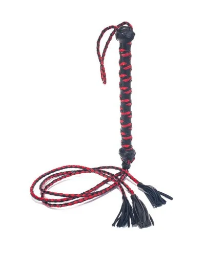 Fouet Triple Lanieres 50cm Noir-Rouge pas cher