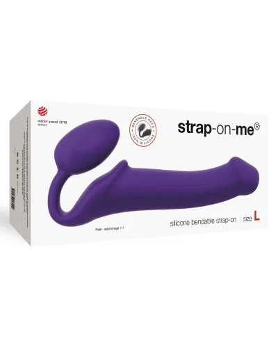 Gode + Plug STRAP-ON-ME Bendable L 16 x 3.7 cm Violet pas cher