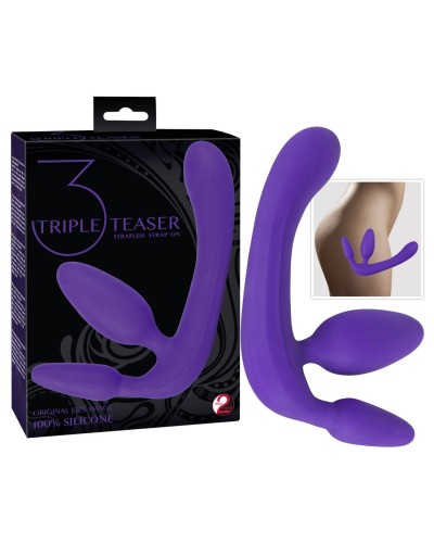 Gode Ceinture Triple Teaser - Mauve pas cher