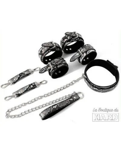 Kit Sm Snakine Collier et Menottes Noir-Argent