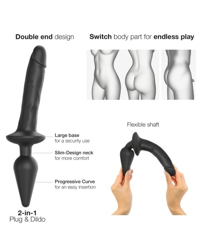 Plug Dildo Switch Realistic Strap-On-Me L 16 x 3.4cm Noir  pas cher