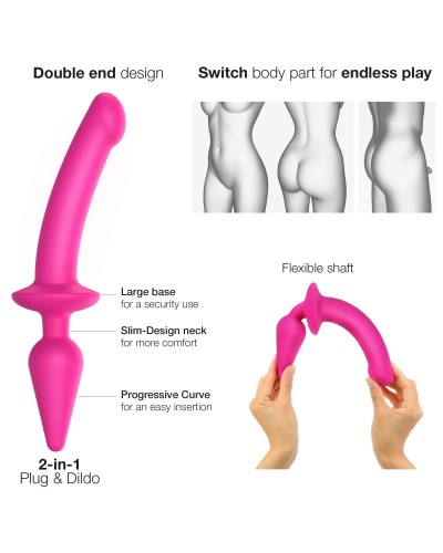 Plug Dildo Switch Strap-On-Me XXL 18 x 4cm Rose  pas cher