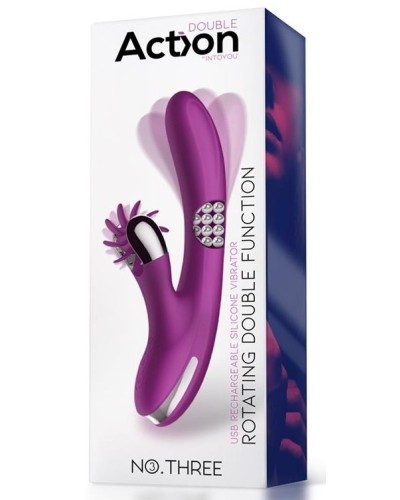 Vibro Rabbit Rotating Double 10 x 3.5cm Violet