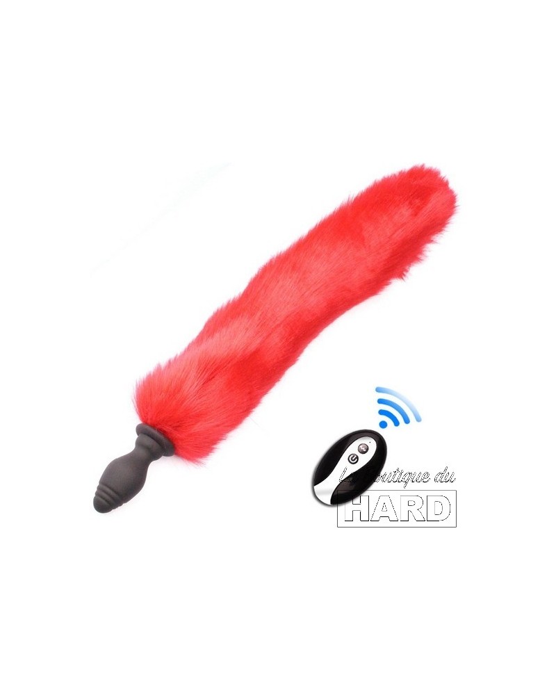 Plug Queue Vibrant Fox Tail Vibe 6.5 x 3.2cm - Queue 40cm Rouge