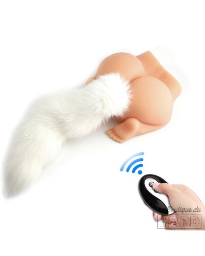 Plug Queue Vibrant Fox Tail Vibe 6.5 x 3.2cm - Queue 40cm Blanche
