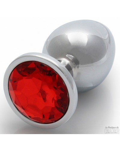 Bijou anal Round Gem L 8 x 4cm Argenté-Rouge