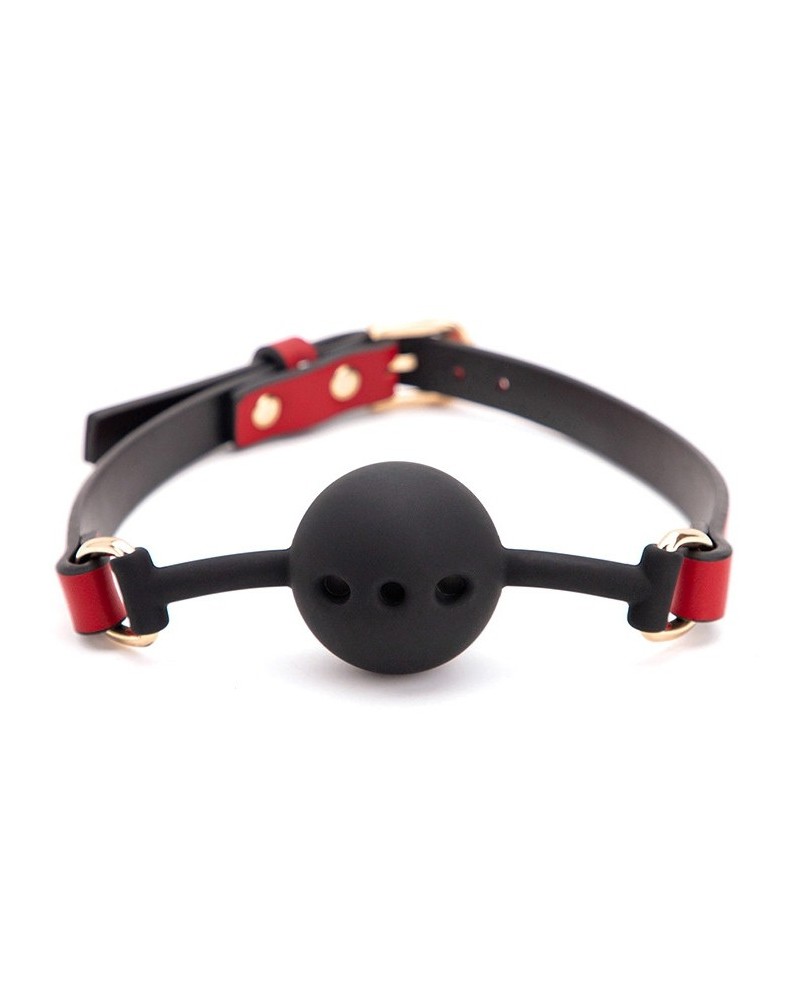 Bâillon Boule Liny Thin Noir-Rouge sur la Boutique du Hard