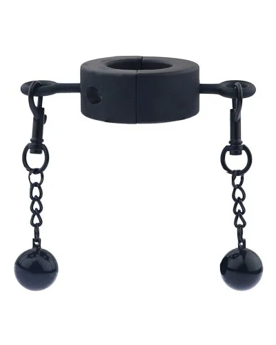 Ballstretcher en métal avec Boules Testicle M 32mm - Hauteur 20mm - Poids 435g Noir sur la Boutique du Hard