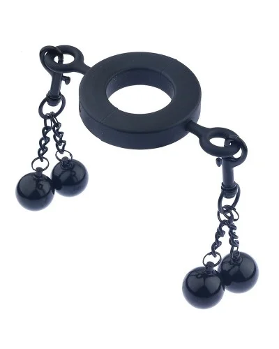 Ballstretcher en métal avec 4 Boules Big Testicle M 32mm - Hauteur 20mm - Poids 535g Noir sur la Boutique du Hard