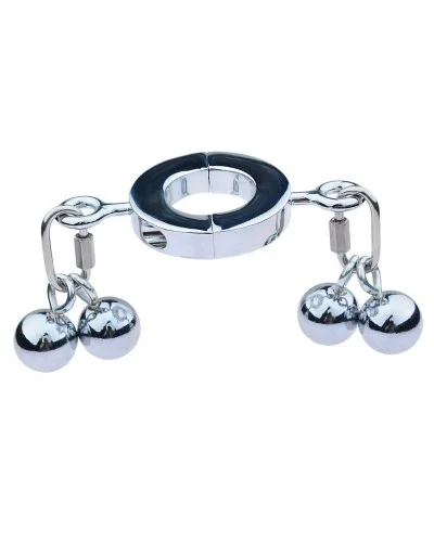 Ballstretcher en métal avec 4 Boules Big Testicle S 32mm - Hauteur 12mm - Poids 450g Argenté sur la Boutique du Hard