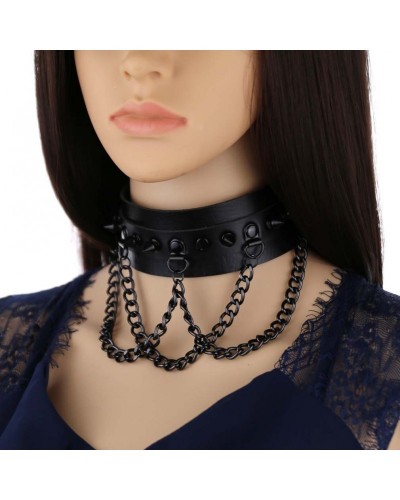 Collier ras de cou Aleecia - Noir sur la Boutique du Hard