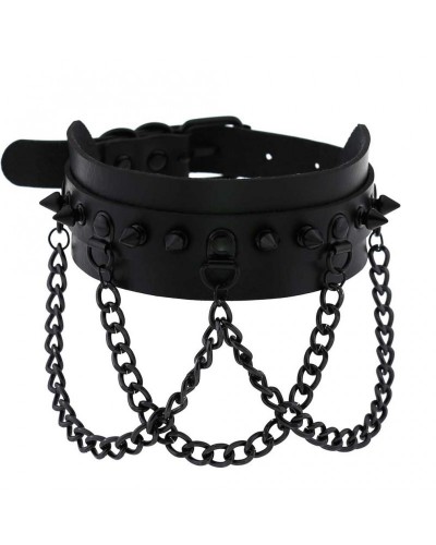 Collier ras de cou Aleecia - Noir sur la Boutique du Hard