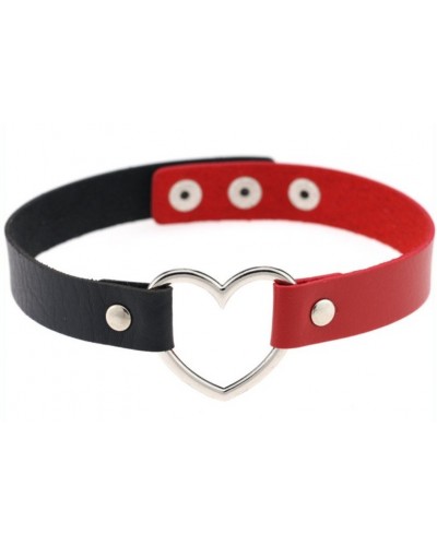 Ras de cou BICOLOR HEART Noir-Rouge sur la Boutique du Hard