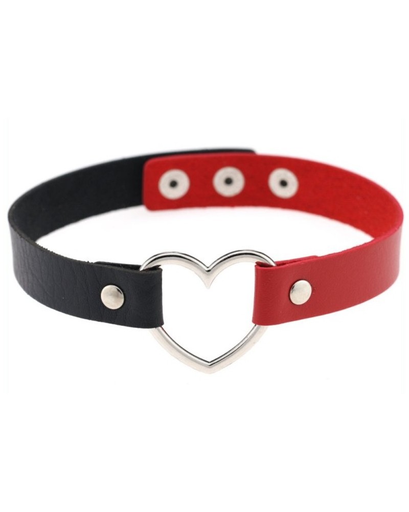 Ras de cou BICOLOR HEART Noir-Rouge sur la Boutique du Hard