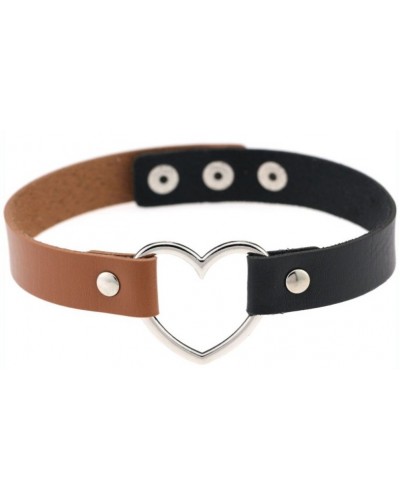 Ras de cou Bicolor Heart Noir-Marron sur la Boutique du Hard