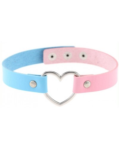 Ras de cou HEART DUO Bleu-Rose sur la Boutique du Hard