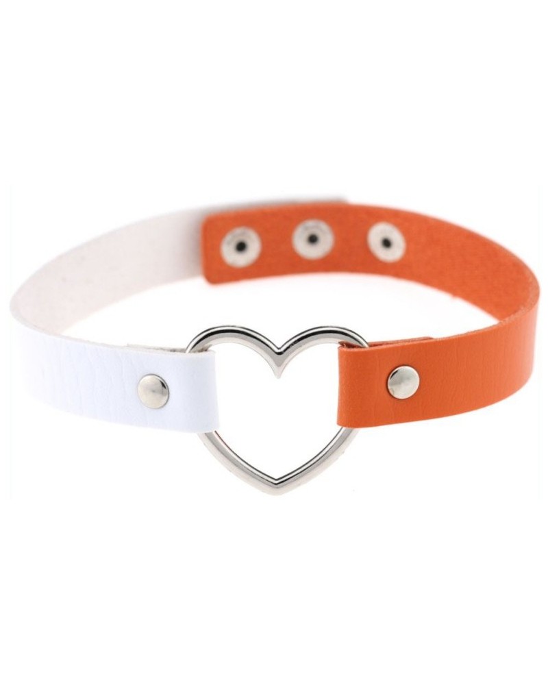 Ras de cou Heart Duo Blanc-Orange sur la Boutique du Hard