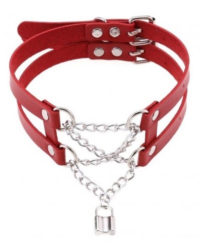 Collier Ras de cou Pendant Lock Rouge sur la Boutique du Hard