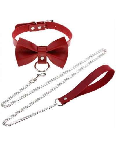 Collier laisse Bowy Slave Rouge sur la Boutique du Hard