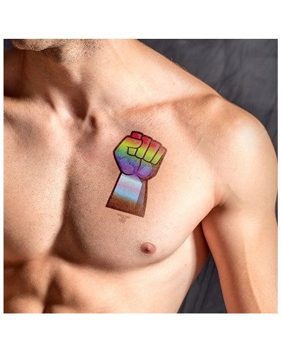 Tatouage éphémère GAY FORCE 10 x 15cm sur la Boutique du Hard