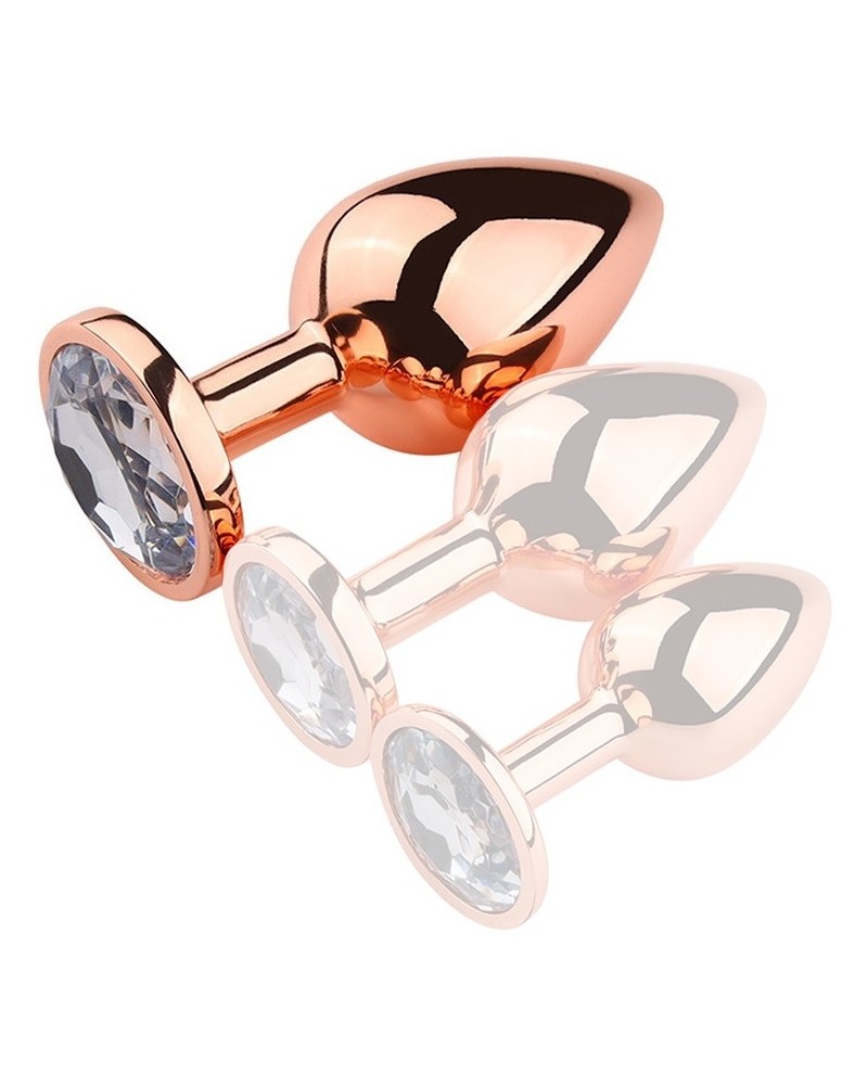 Plug Bijou anal PinkyGold L 8.5 x 4cm Bijou transparent sur la Boutique du Hard