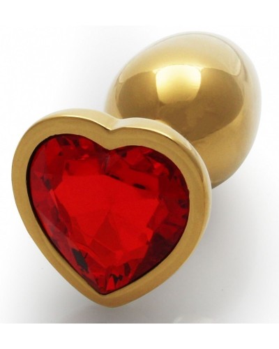 Bijou anal Heart Gem S 6 x 2.6 cm Doré-Rouge sur la Boutique du Hard