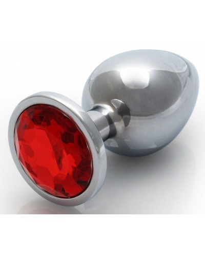 Bijou anal Round Gem M 7 x 3.3 cm Argenté-Rouge sur la Boutique du Hard