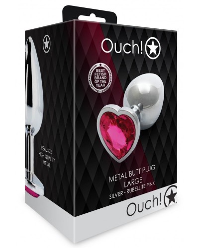 Bijou anal Heart Gem L 8 x 4cm Argenté-Rose sur la Boutique du Hard