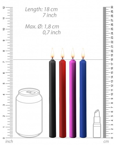 Lot de 4 bougies SM Teasing Wax Multicolore sur la Boutique du Hard