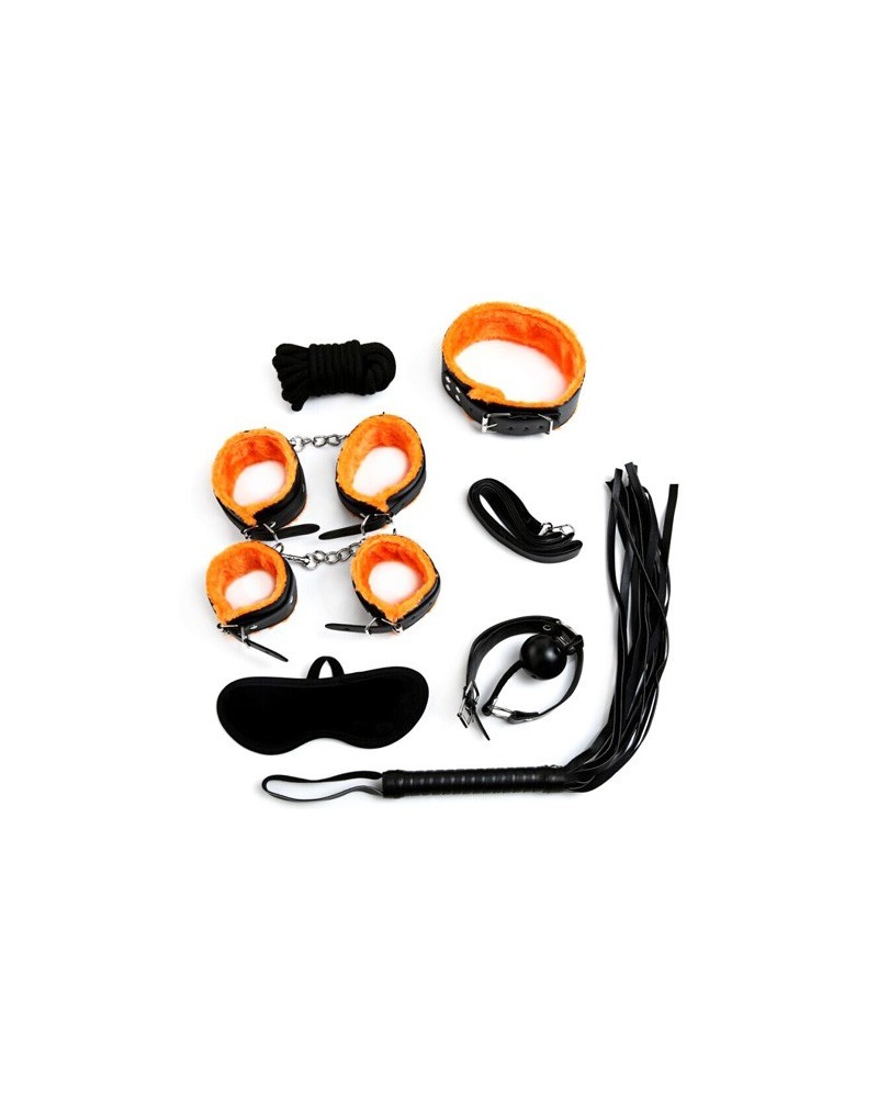 Kit Bondage 7 Pieces Noir/Orange pas cher