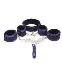 Kit Bondage avec Collier et Menottes Violet pas cher