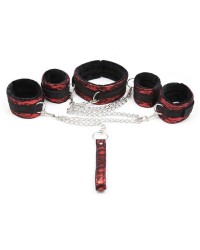 Kit Bondage Collier + Menottes Rouge pas cher