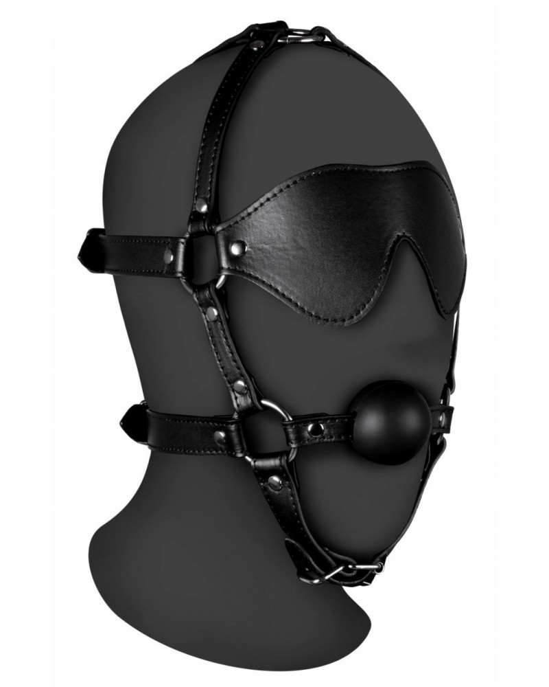 Bâillon Muselière avec Boule et Masque Gag Xtreme Noir sur la Boutique du Hard