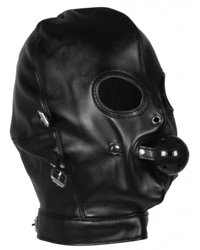 Cagoule avec Masque et Bâillon Blind Mask Gag Noire sur la Boutique du Hard