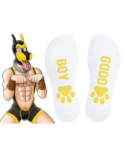 Chaussettes Good Boy Blanc-Jaune sur la Boutique du Hard