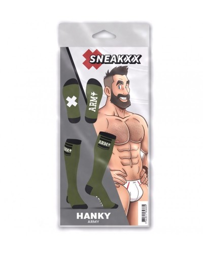 Chaussettes Hautes Hanky Army SneakXX Vertes sur la Boutique du Hard