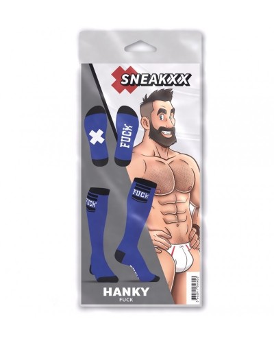 Chaussettes Hautes HANKY FUCK SneakXX Bleues sur la Boutique du Hard