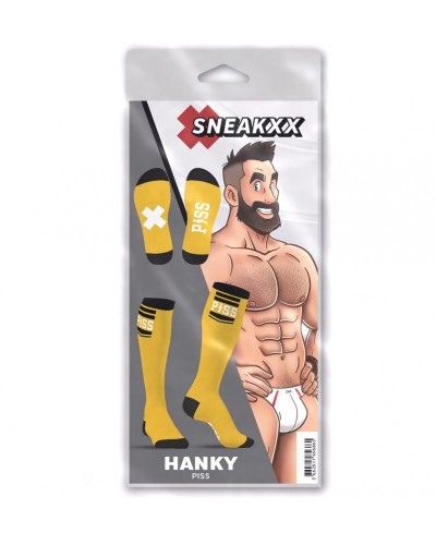 Chaussettes Hautes HANKY PISS SneakXX Jaunes sur la Boutique du Hard