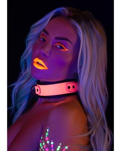 Collier-Laisse phosphorescent Glow Pink Taboom sur la Boutique du Hard