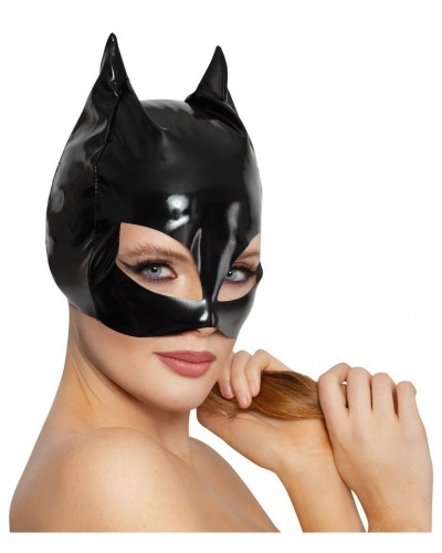 Masque Chat en Vinyle Cat Mask Noir sur la Boutique du Hard