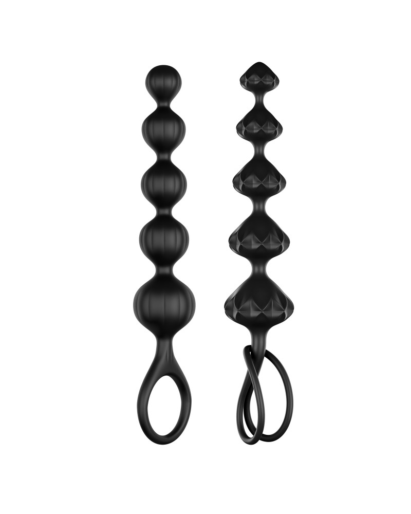 Kit de 2 chapelets Satisfyer beads - Noirs pas cher