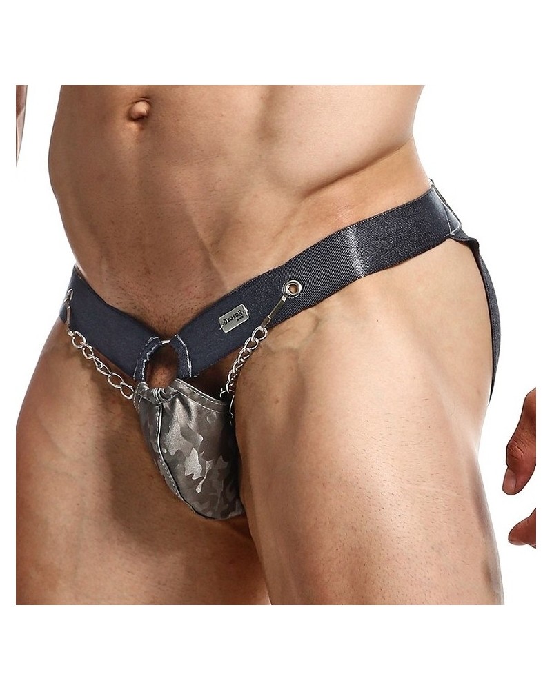 Jockstrap Ring & Chain Dngeon Camouflage Gris sur la Boutique du Hard