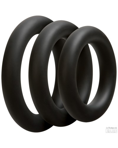 Lot de 3 Anneaux Silicone 10mm Noirs pas cher