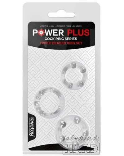 Lot de 3 cockrings Power Plus transparents pas cher