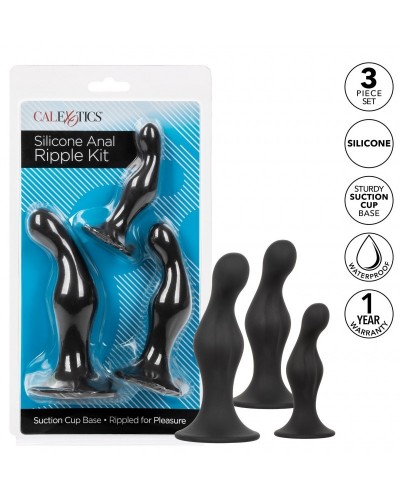 Kit 3 Plugs Silicone Ripple Kit Noirs sur la Boutique du Hard