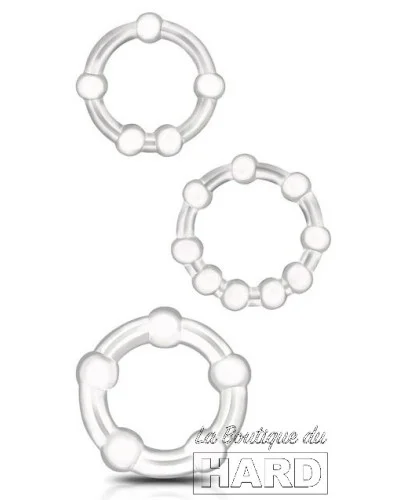 Lot de 3 Mini cockrings souples Beaded Set Transparents pas cher