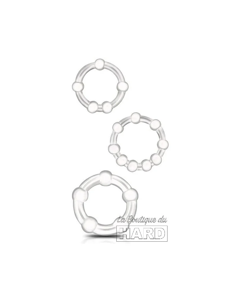 Lot de 3 Mini cockrings souples Beaded Set Transparents pas cher