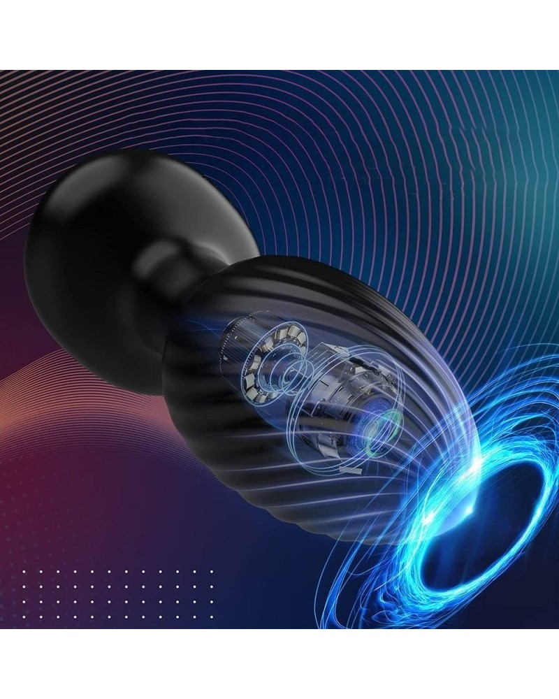 Plug Anal Rotatif 360° Vibrant Lumineux Télécommande - Noir - Neuf